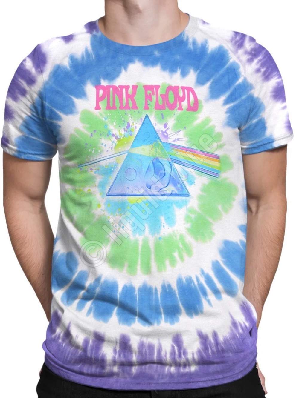 Liquid Blue Pink Floyd Tie-Dye Tee — Blue, Green, Purple & Pink